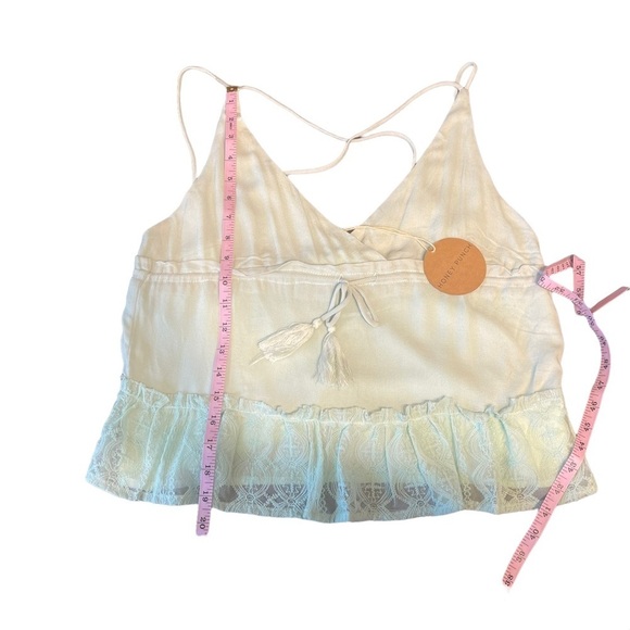 Honey Punch Light Mint Green Baby Doll Lace Hem Crop Tank Top Women's Small - Picture 6 of 8